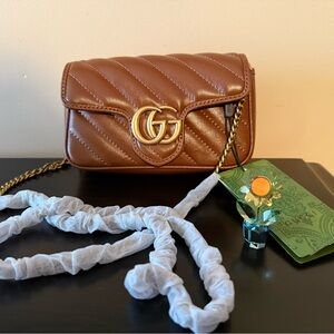 NEW Mini Small Brown Shoulder Crossbody Chain Strap Bag Purse